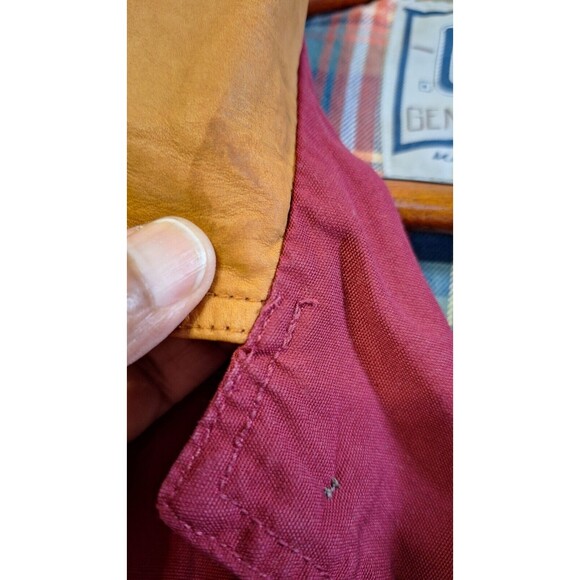 Vtg G.F.C. GENUINE ARTICLE Cotton Leather Collar Barn Field Chore Coat Women's L - Picture 8 of 14